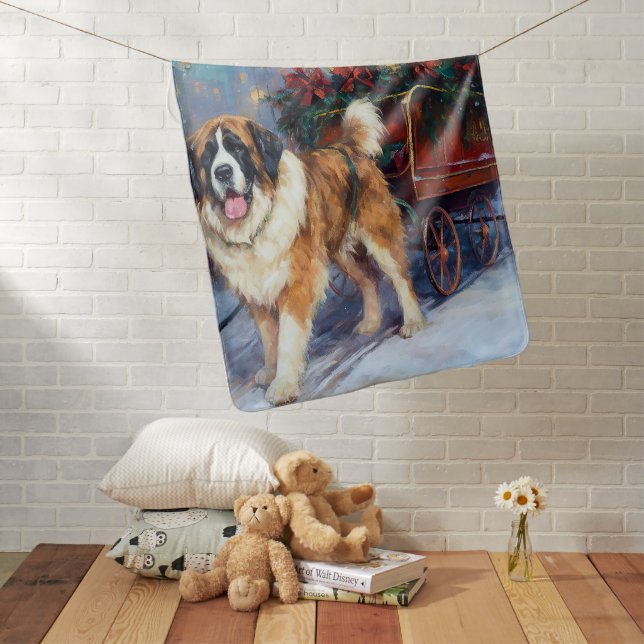 Saint Bernard Christmas Festive Season  Baby Blanket (In Situ)