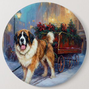 Saint Bernard Christmas Festive Season Button