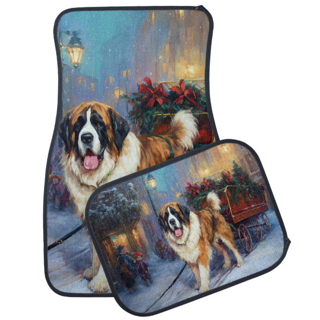 Saint Bernard Christmas Festive Season  Car Floor Mat (Set)