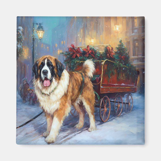 Saint Bernard Christmas Festive Season  Magnet (Front)