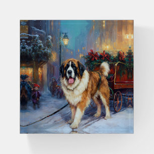 Saint Bernard Christmas Festive Season  Paperweight