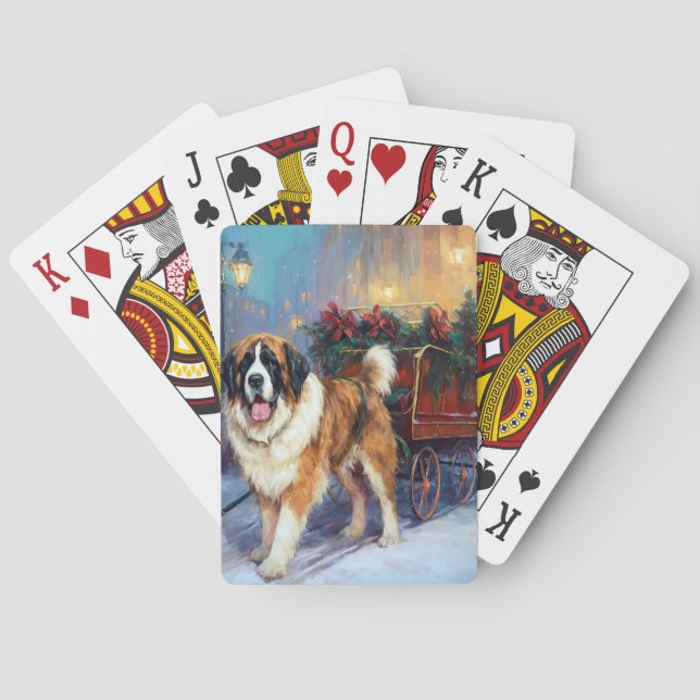 Saint Bernard Christmas Festive Season  Poker Cards (Back)
