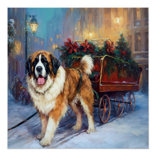 Saint Bernard Christmas Festive Season  Poster