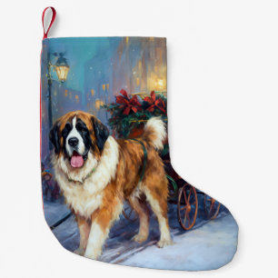 Saint Bernard Christmas Festive Season  Small Christmas Stocking