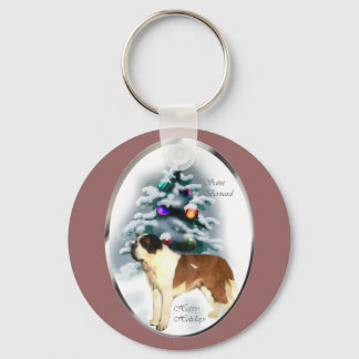 Saint Bernard Christmas Gifts Keychain