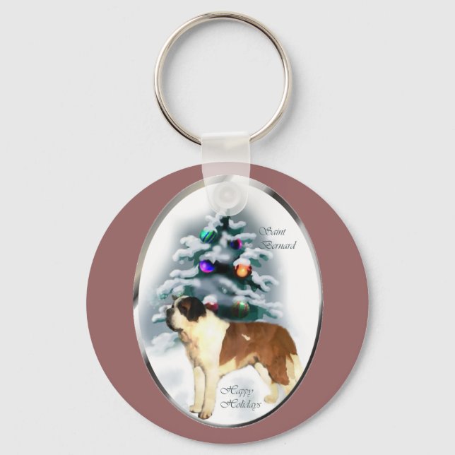 Saint Bernard Christmas Gifts Keychain (Front)