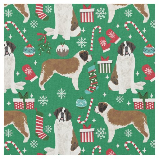 Saint Bernard christmas holiday Fabric