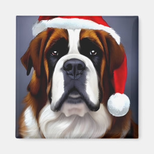 Saint Bernard Christmas Magnet