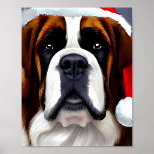 Saint Bernard Christmas Poster