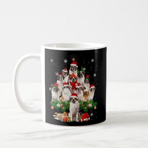 Saint Bernard Christmas Tree Lights Funny Dog Xmas Coffee Mug