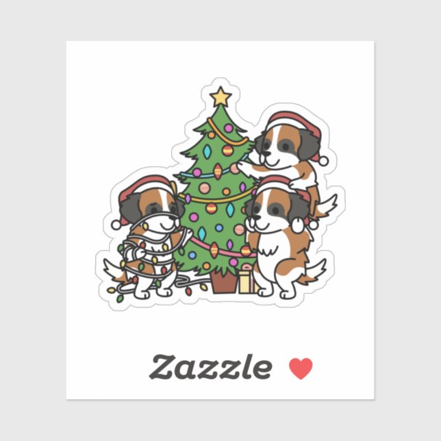 Saint Bernard Christmas Tree Sticker (Sheet)