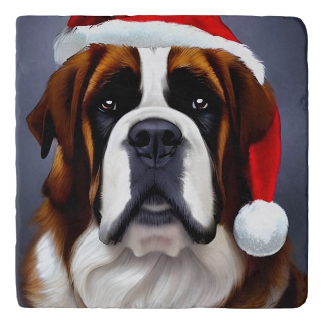 Saint Bernard Christmas Trivet (Front)