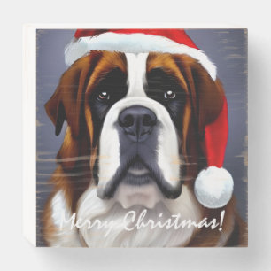 Saint Bernard Christmas Wooden Box Sign