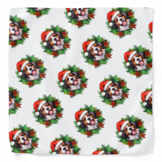 Saint Bernard Christmas Wreath Bandana