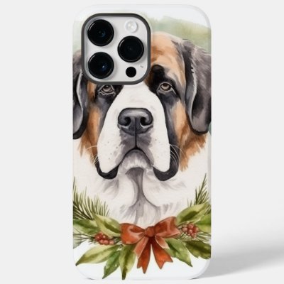 Saint Bernard Christmas Wreath Festive Pup Case-Mate iPhone 14 Pro Max Case