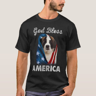 Saint Bernard Dog American USA Flag 4th of July Do T-Shirt