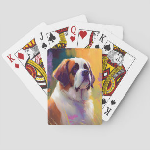 Saint Bernard Dog Animal Portrait Painting Pet Poker Cards
