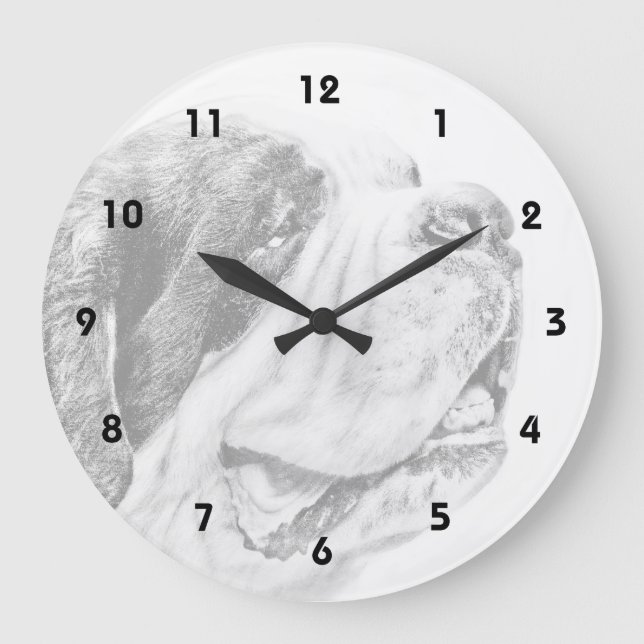 Saint Bernard dog art Large Clock (Front)
