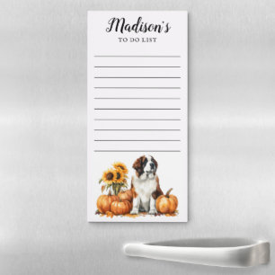 Saint Bernard Dog Autumn To Do List Magnetic Notepad