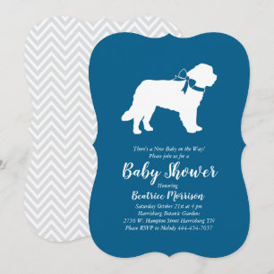 Saint Bernard Dog Baby Shower Boy Blue Invitation