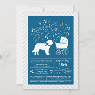 Saint Bernard Dog Baby Shower Boy Blue Invitation