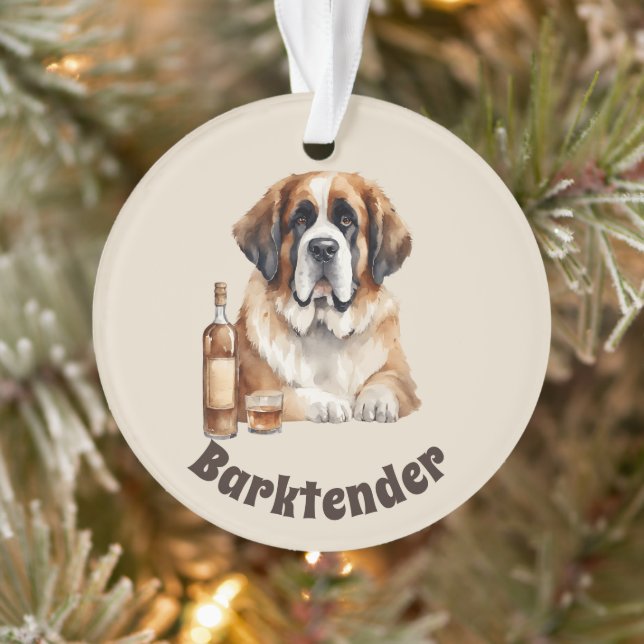 Saint Bernard Dog Barktender Extraordinair Ornament (Tree)