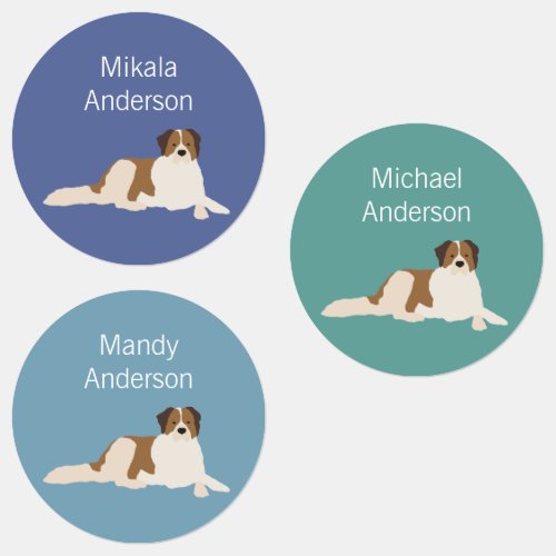 Saint Bernard dog breed colors waterproof label