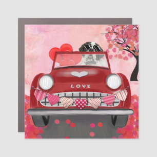 Saint Bernard Dog Car with Hearts Valentine's  Magnet