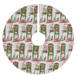 Saint Bernard Dog Christmas Brushed Polyester Tree Skirt