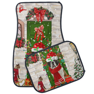 Saint Bernard Dog Christmas Car Floor Mat