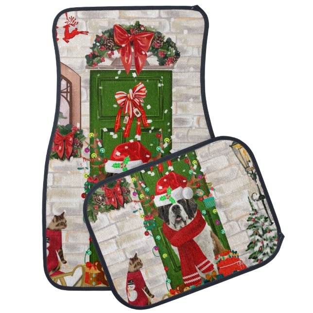 Saint Bernard Dog Christmas   Car Floor Mat (Set)