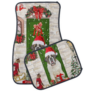 Saint Bernard Dog Christmas  Car Floor Mat