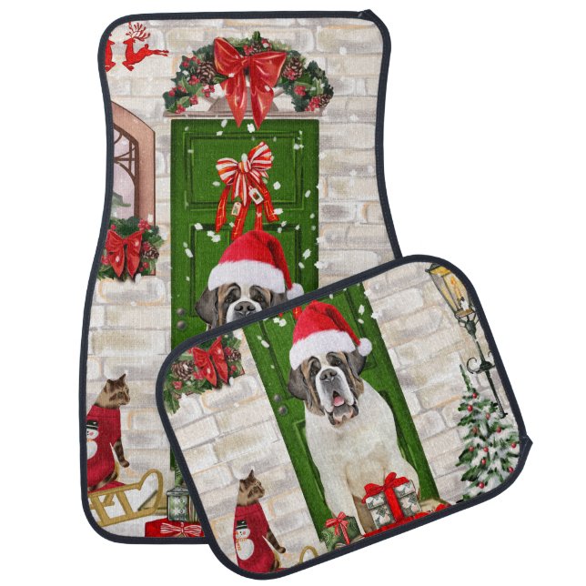 Saint Bernard Dog Christmas  Car Floor Mat (Set)