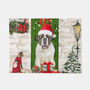 Saint Bernard Dog Christmas Doormat