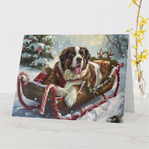 Saint Bernard Dog Christmas Festive  Card