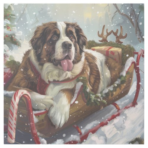 Saint Bernard Dog Christmas Festive  Gallery Wrap