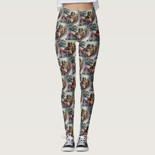 Saint Bernard Dog Christmas Festive  Leggings
