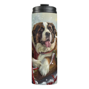 Saint Bernard Dog Christmas Festive Thermal Tumbler