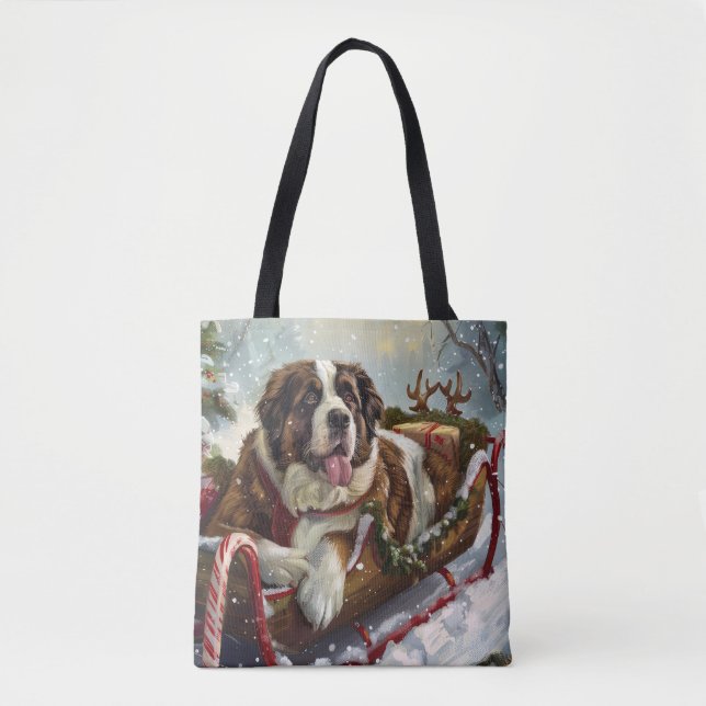 Saint Bernard Dog Christmas Festive  Tote Bag (Front)