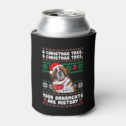 Saint Bernard Dog Christmas Funny Ornaments Pajama Can Cooler