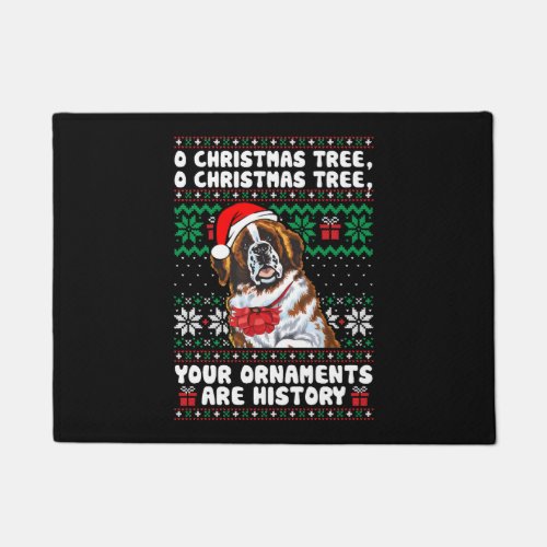 Saint Bernard Dog Christmas Funny Ornaments Pajama Doormat