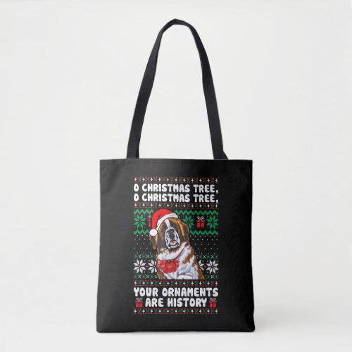 Saint Bernard Dog Christmas Funny Ornaments Pajama Tote Bag