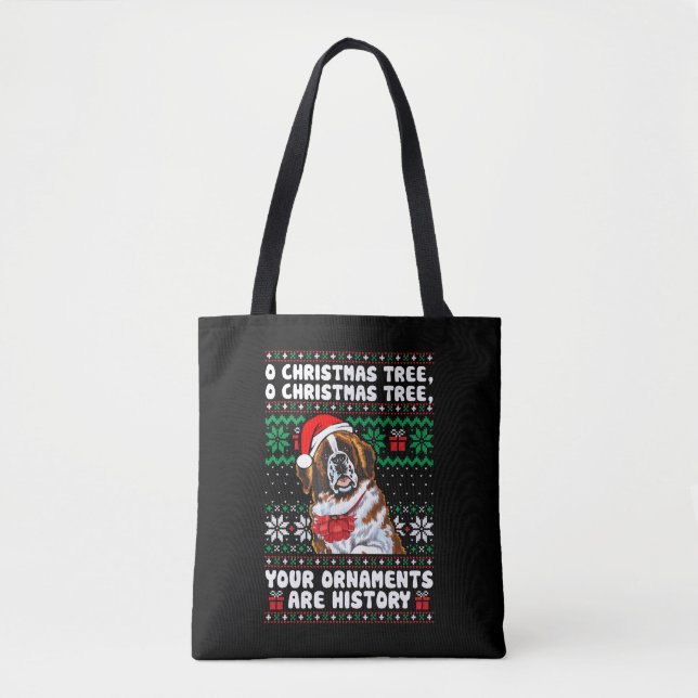 Saint Bernard Dog Christmas Funny Ornaments Pajama Tote Bag (Front)