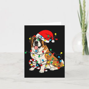 Saint Bernard Dog Christmas Lights Santa Xmas Pet Card