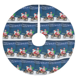 Saint Bernard Dog Christmas Santa Claus Brushed Polyester Tree Skirt