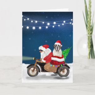 Saint Bernard Dog Christmas Santa Claus Card