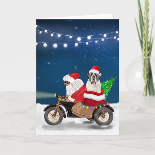 Saint Bernard Dog Christmas Santa Claus  Card