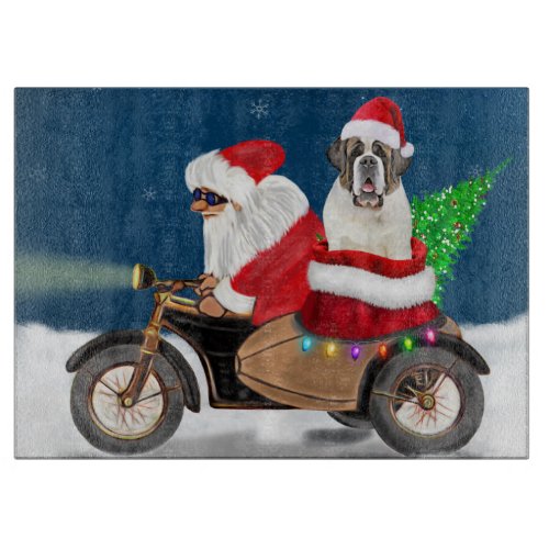 Saint Bernard Dog Christmas Santa Claus  Cutting Board