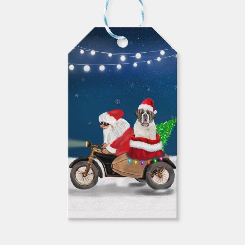 Saint Bernard Dog Christmas Santa Claus  Gift Tags