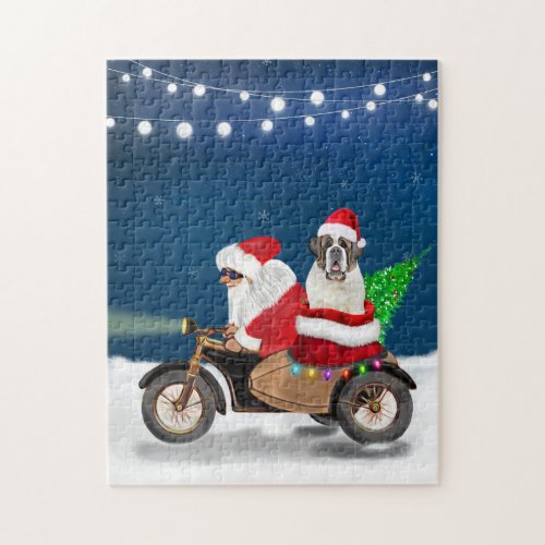 Saint Bernard Dog Christmas Santa Claus  Jigsaw Puzzle